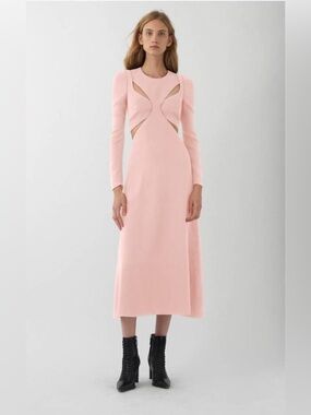 Dion Lee Crew Neck Long Sleeve Women's Pale Pink Long Sleeve Cutout Dress💕